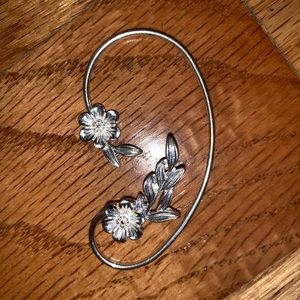 Silver floral ear jewelry
